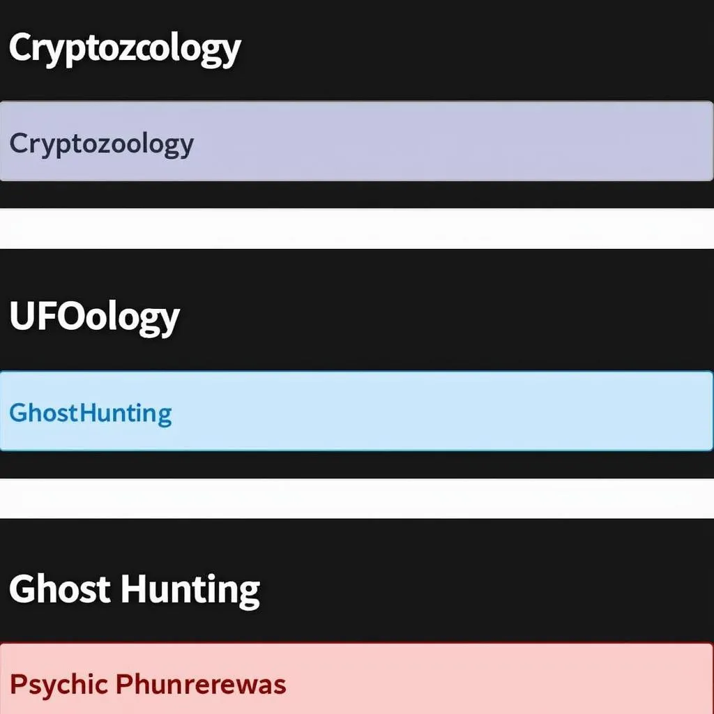 Lonestar Database Categories