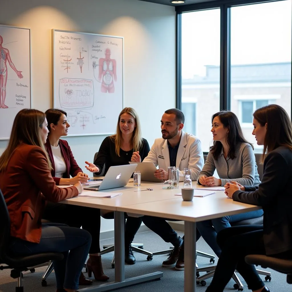 Magee researchers collaborating in a lab meeting