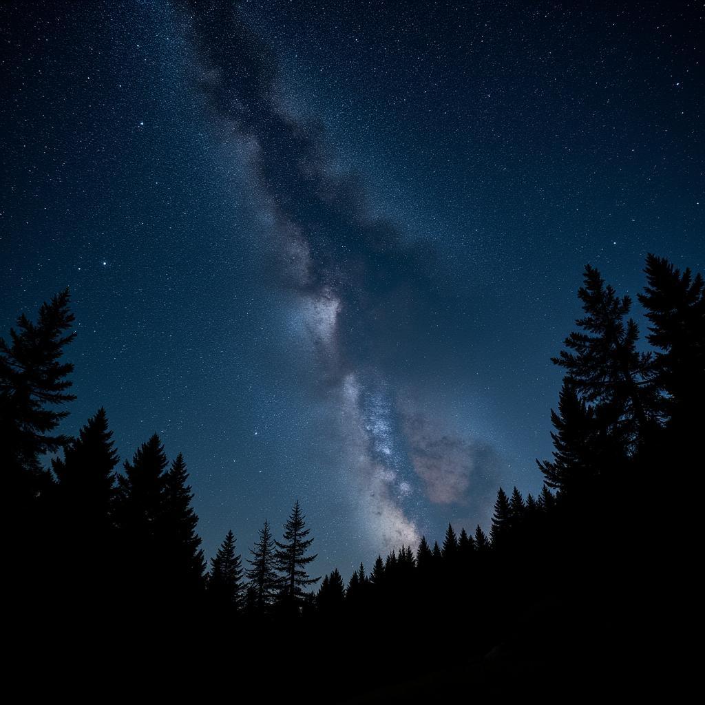 Starry night sky above the Malcolm Knapp Research Forest