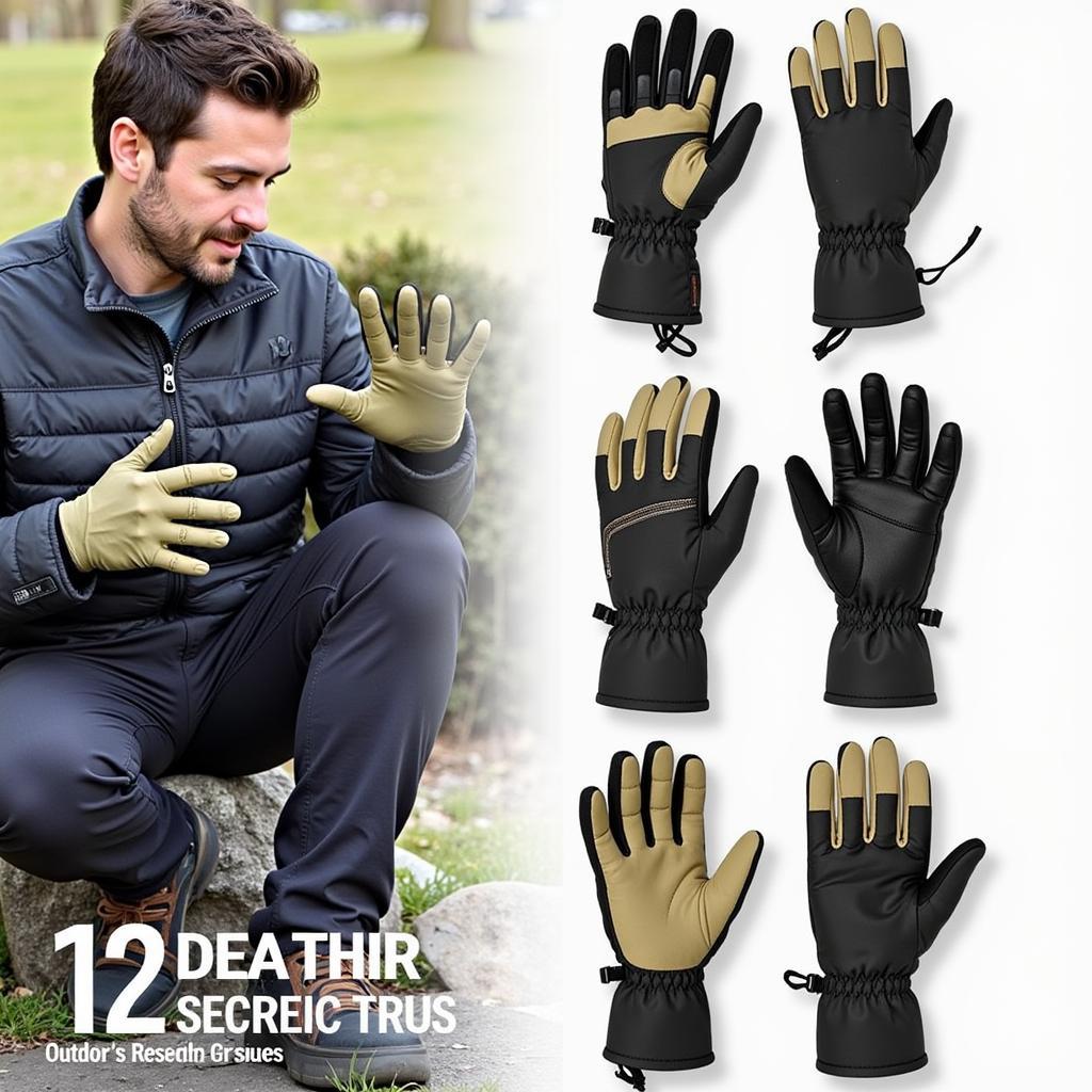 A man trying on a pair of men's outdoor research gloves for size and fit.