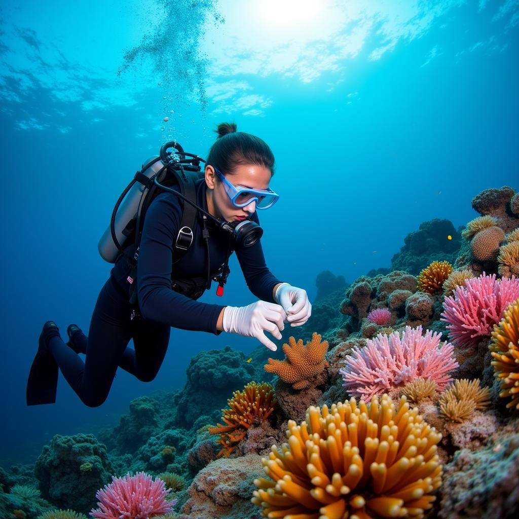 Marine Biologist Studying Coral Reef Health