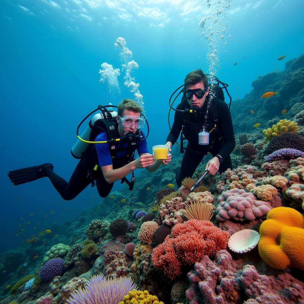 Marine Biologist Collecting Samples