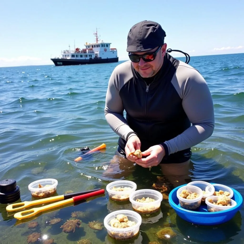 Marine Bioprospecting: A Scientist Collecting Samples