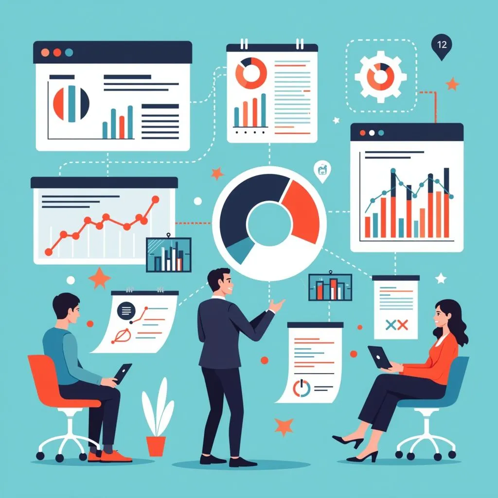 Data charts and graphs representing market research insights used for business decisions