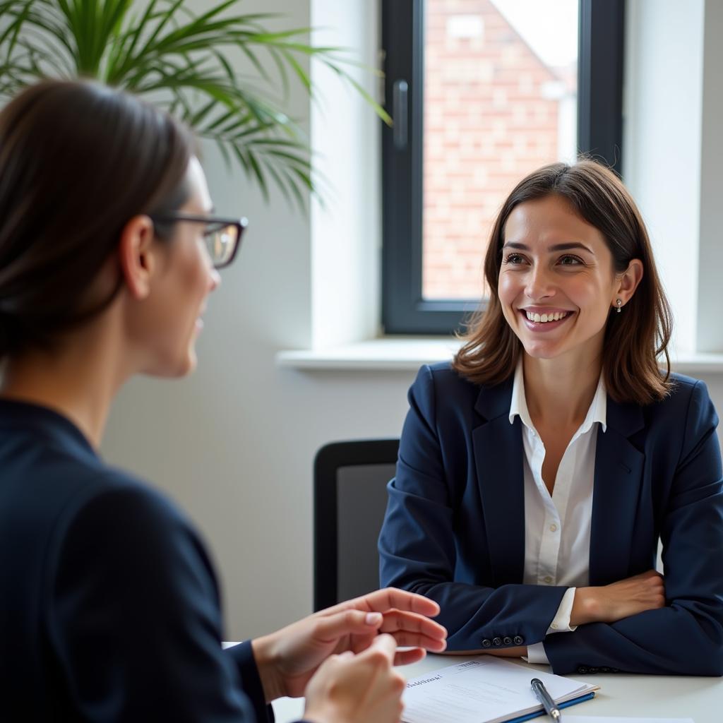 Market research recruiter meeting a candidate