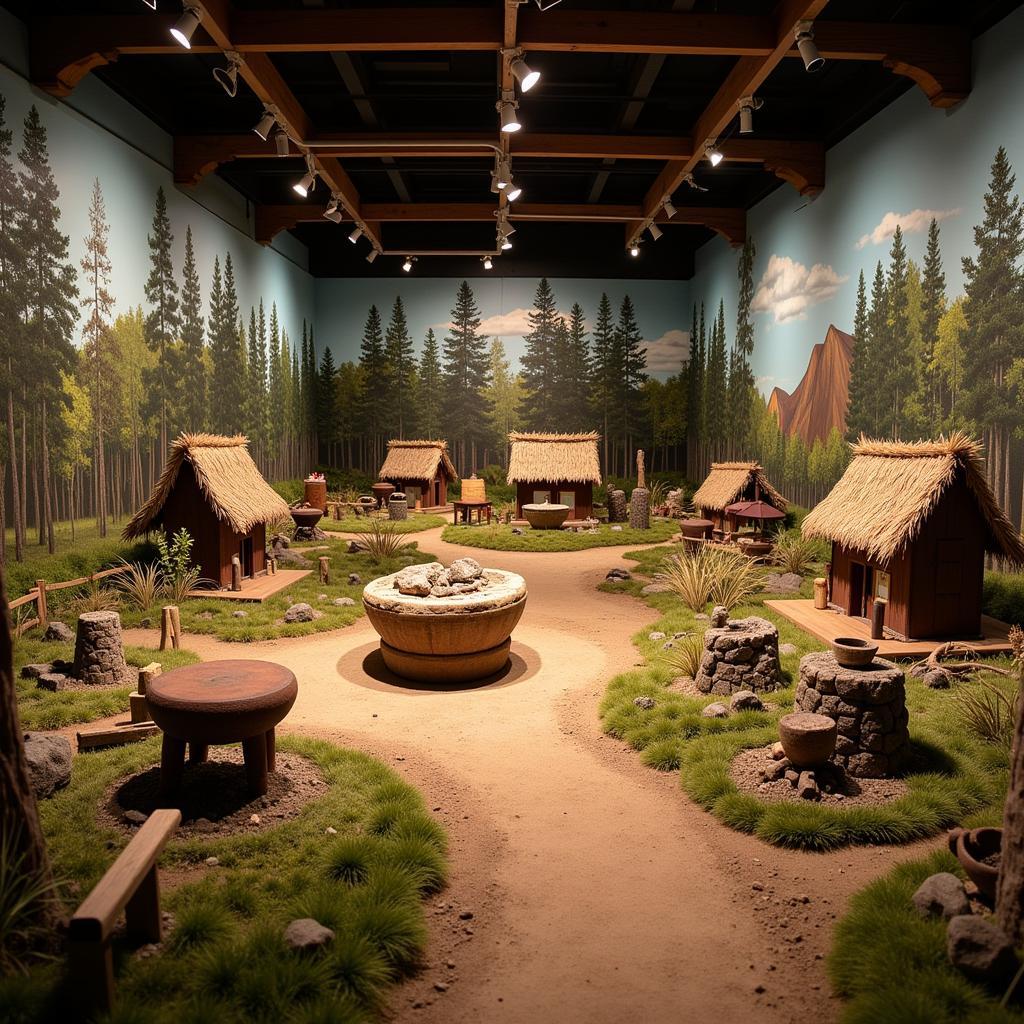 A life-size diorama depicting a scene from Pequot history