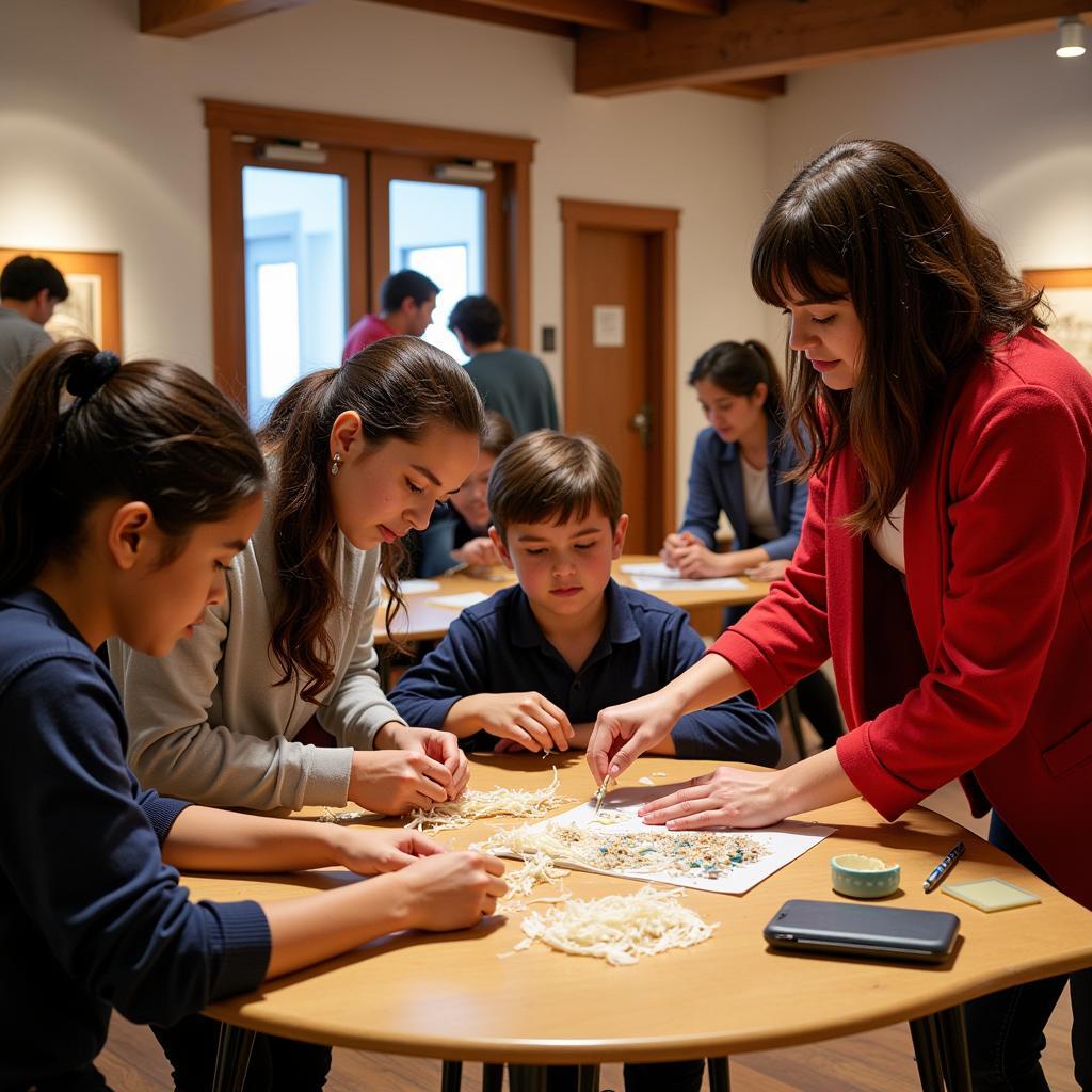 Participants engaged in a traditional crafts workshop