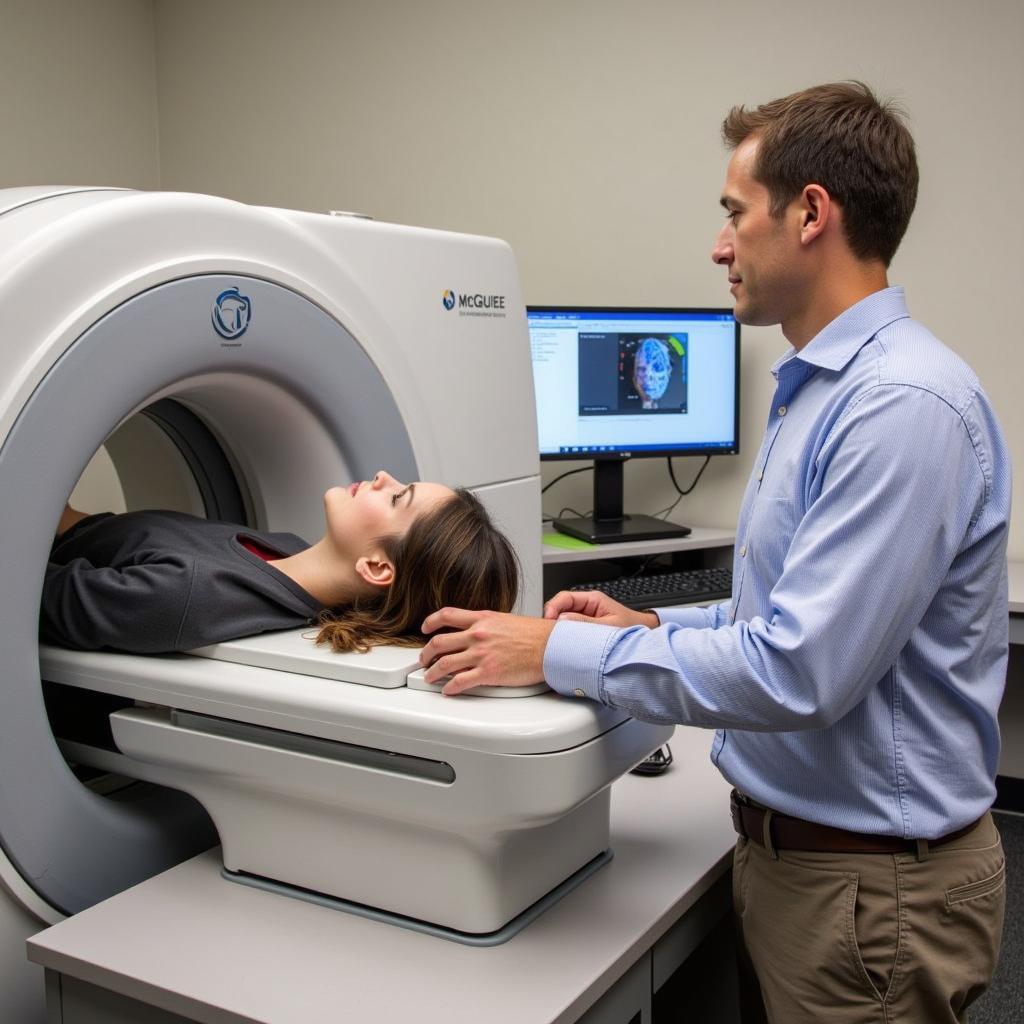 A high-tech laboratory interior featuring advanced monitoring equipment, brainwave scanners, and an electromagnetically shielded chamber.