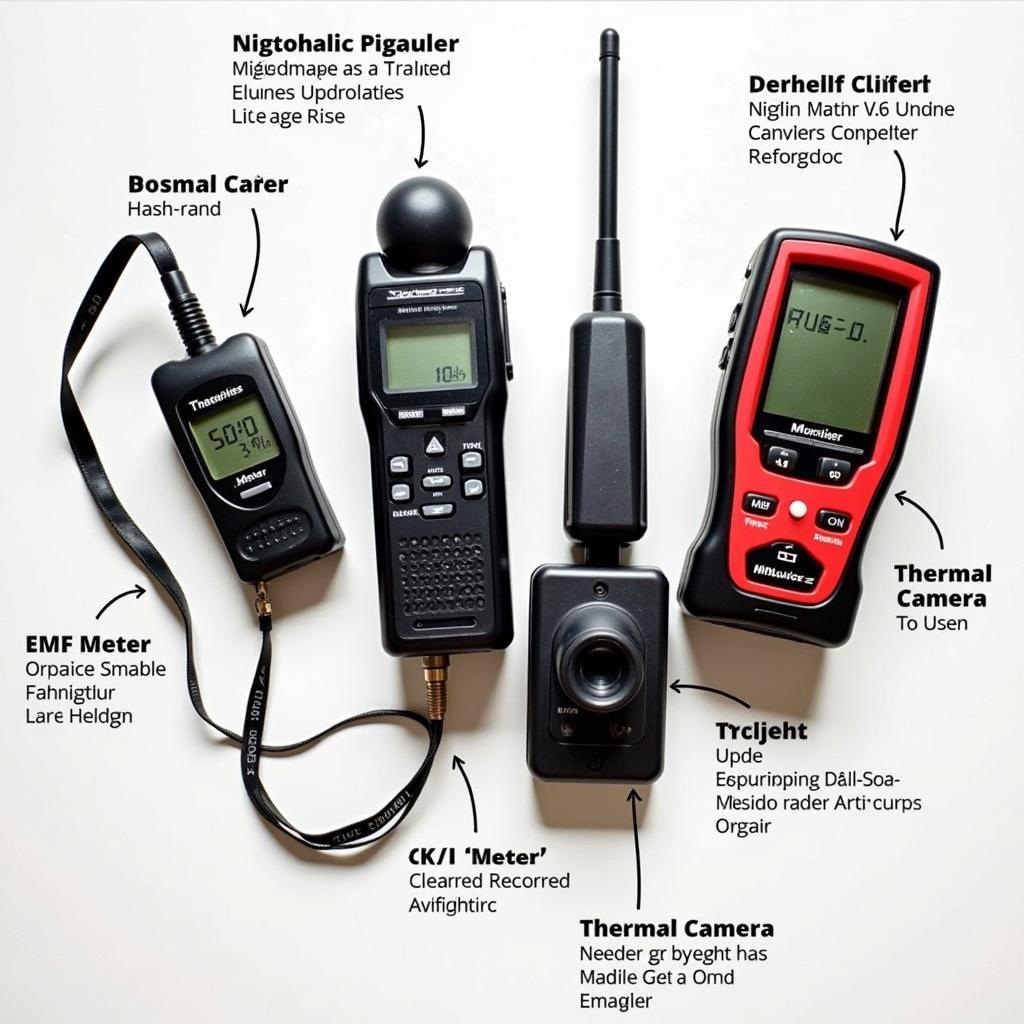 An array of equipment laid out on a table, commonly used in McGuire research