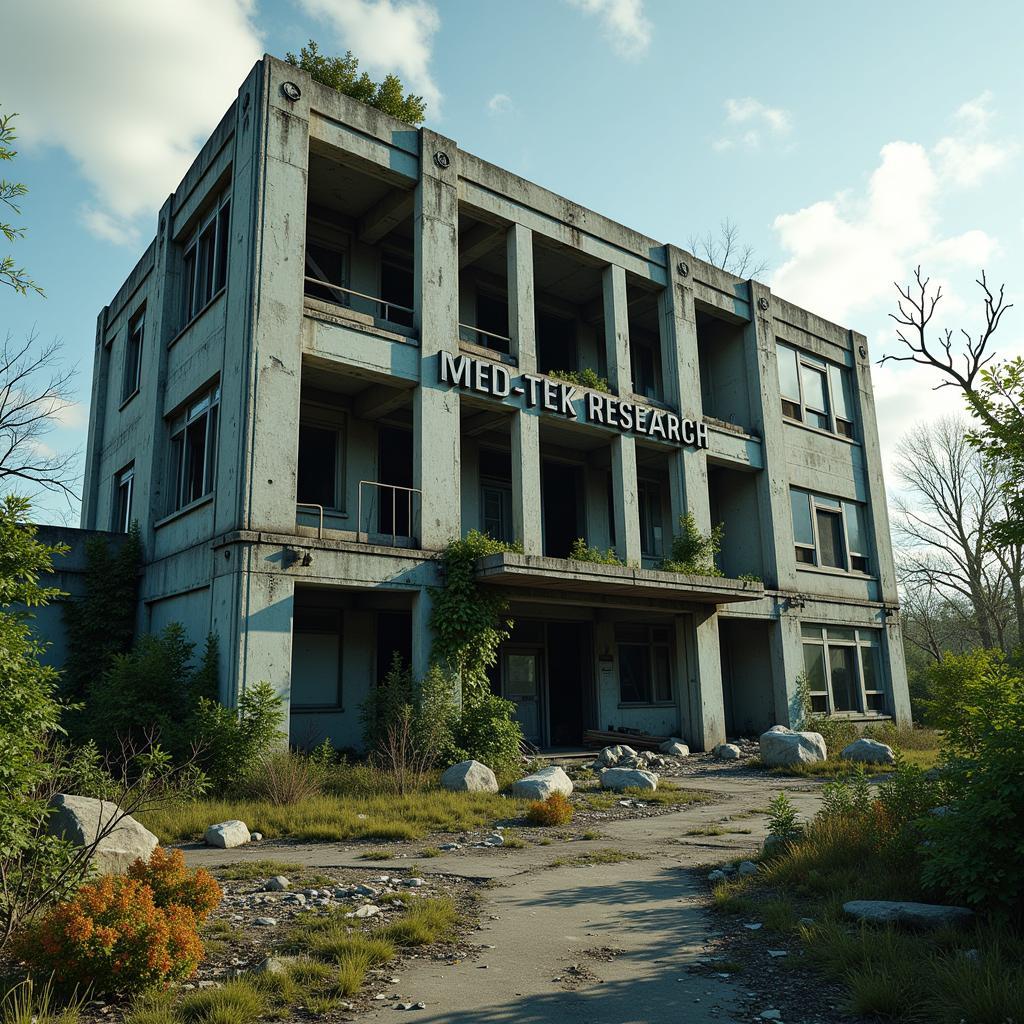 Exterior view of Med-Tek Research in Fallout 4