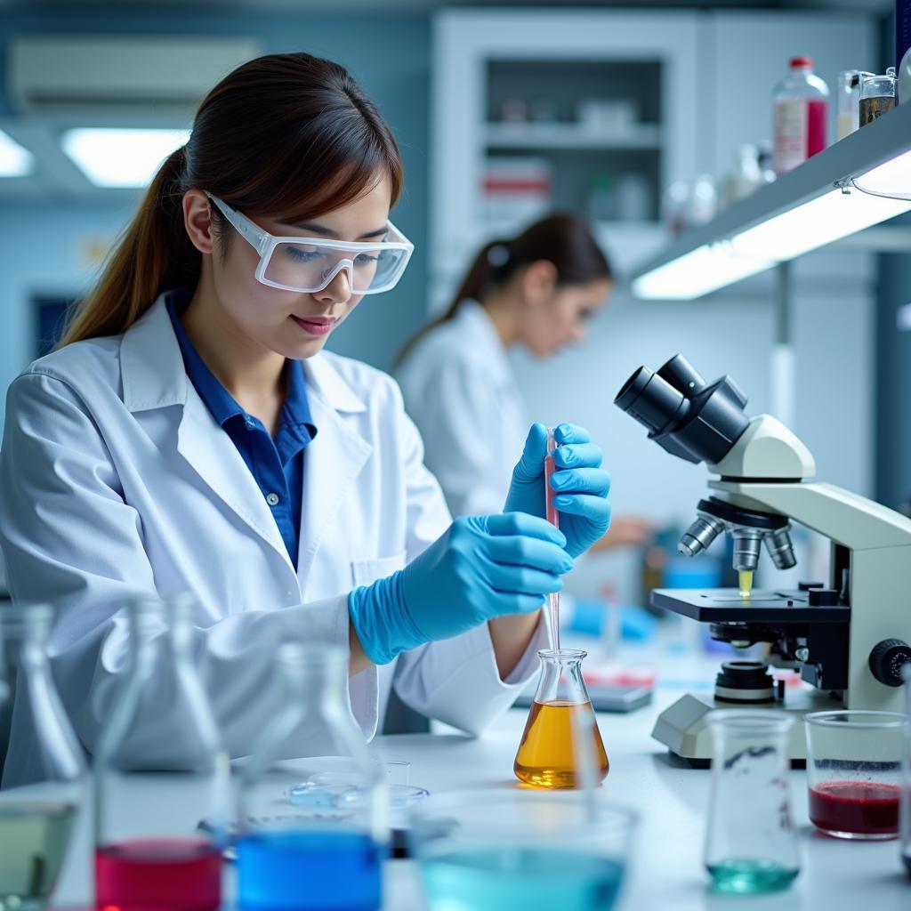 Medical student conducting research in a lab