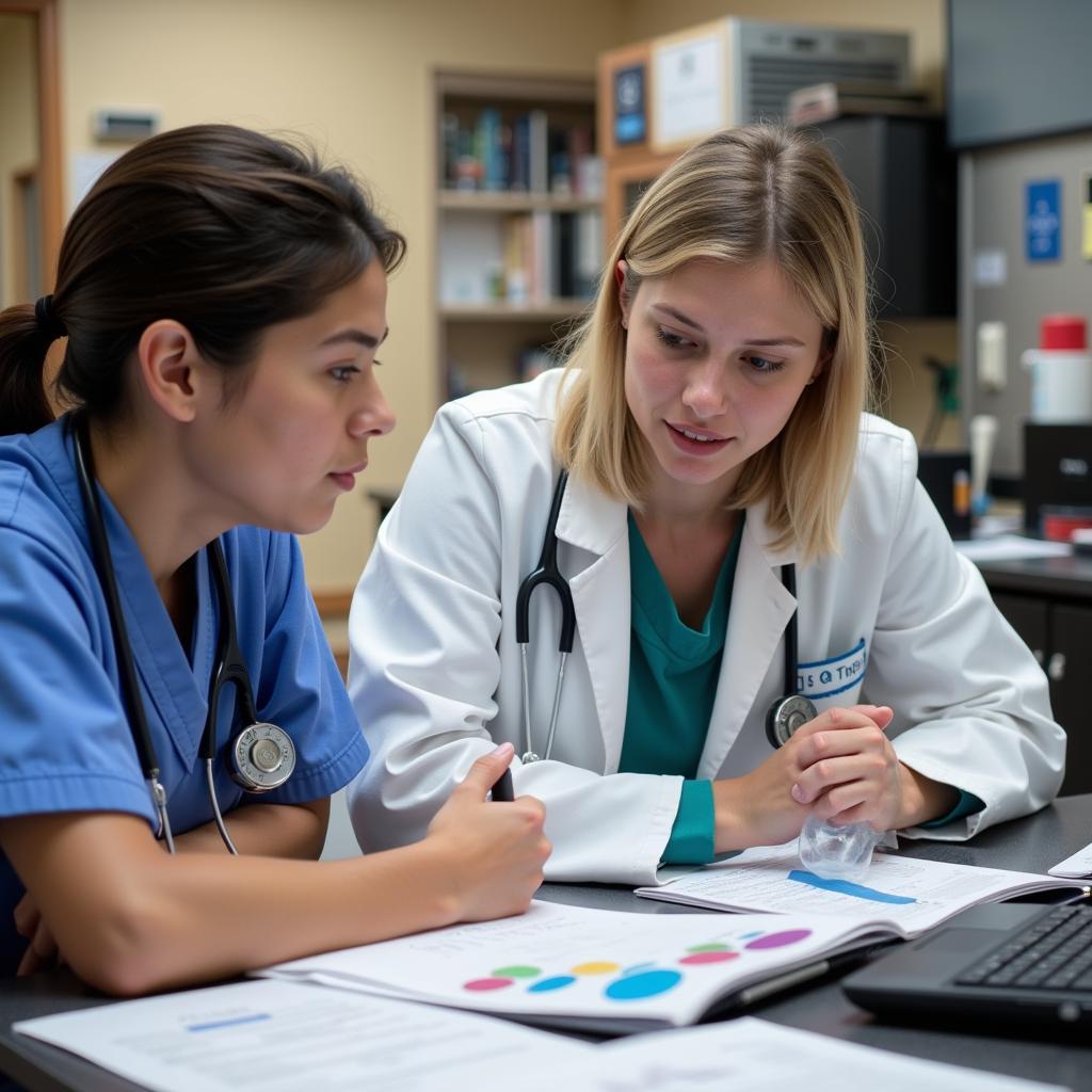 Medical Student and Mentor Discussing Research