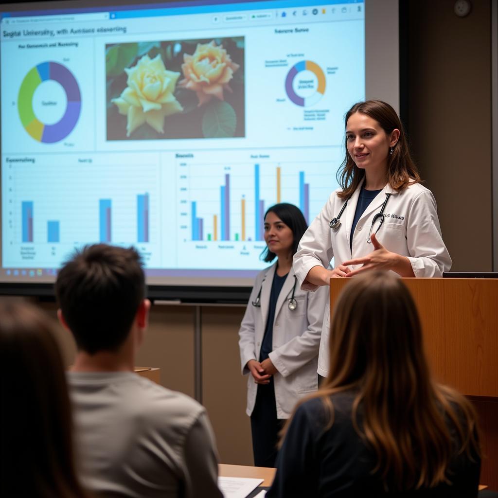 Medical Student Delivering Research Presentation