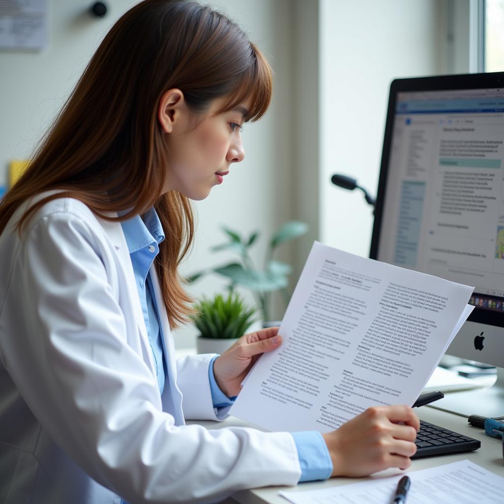 Medical Writer Reviewing Documents