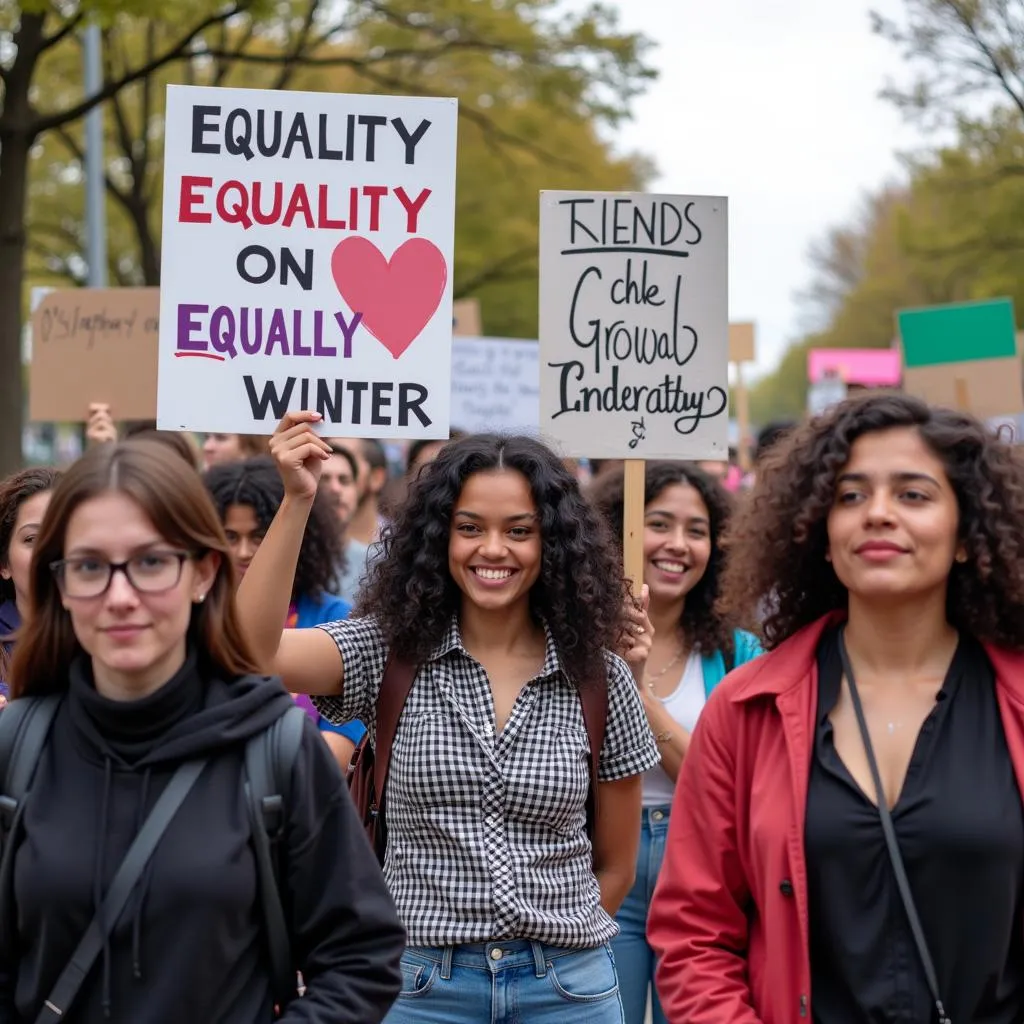 Minority activists leading a peaceful demonstration for social justice.