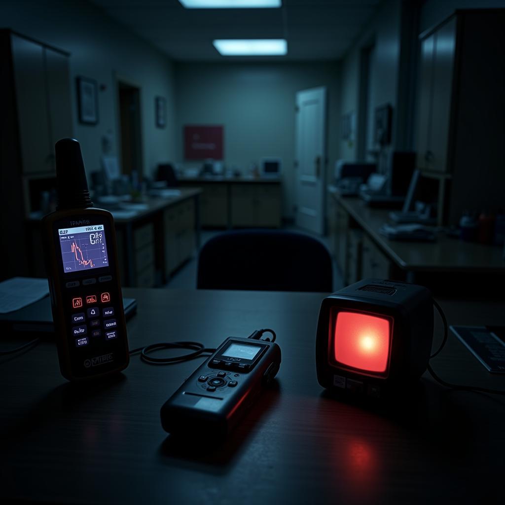 Paranormal investigation equipment in a research lab