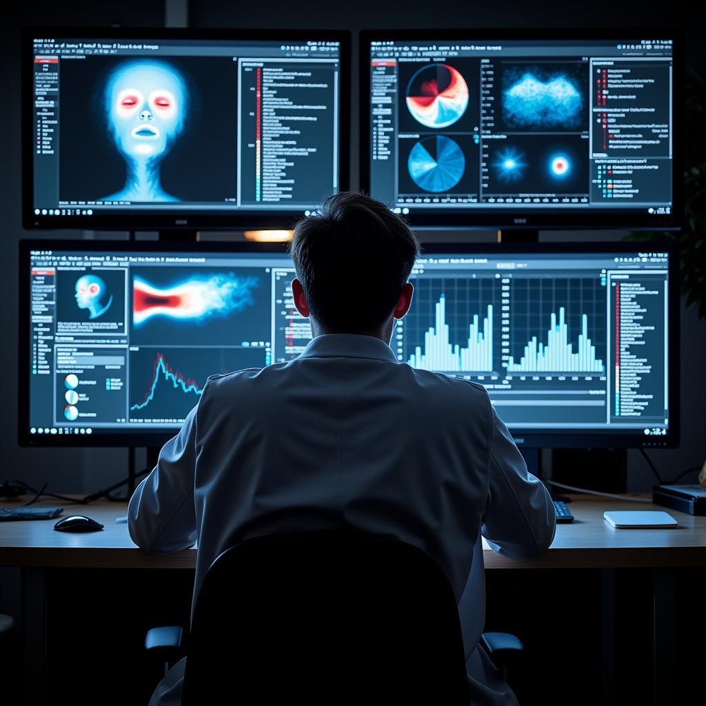 MRI Researcher Analyzing Data