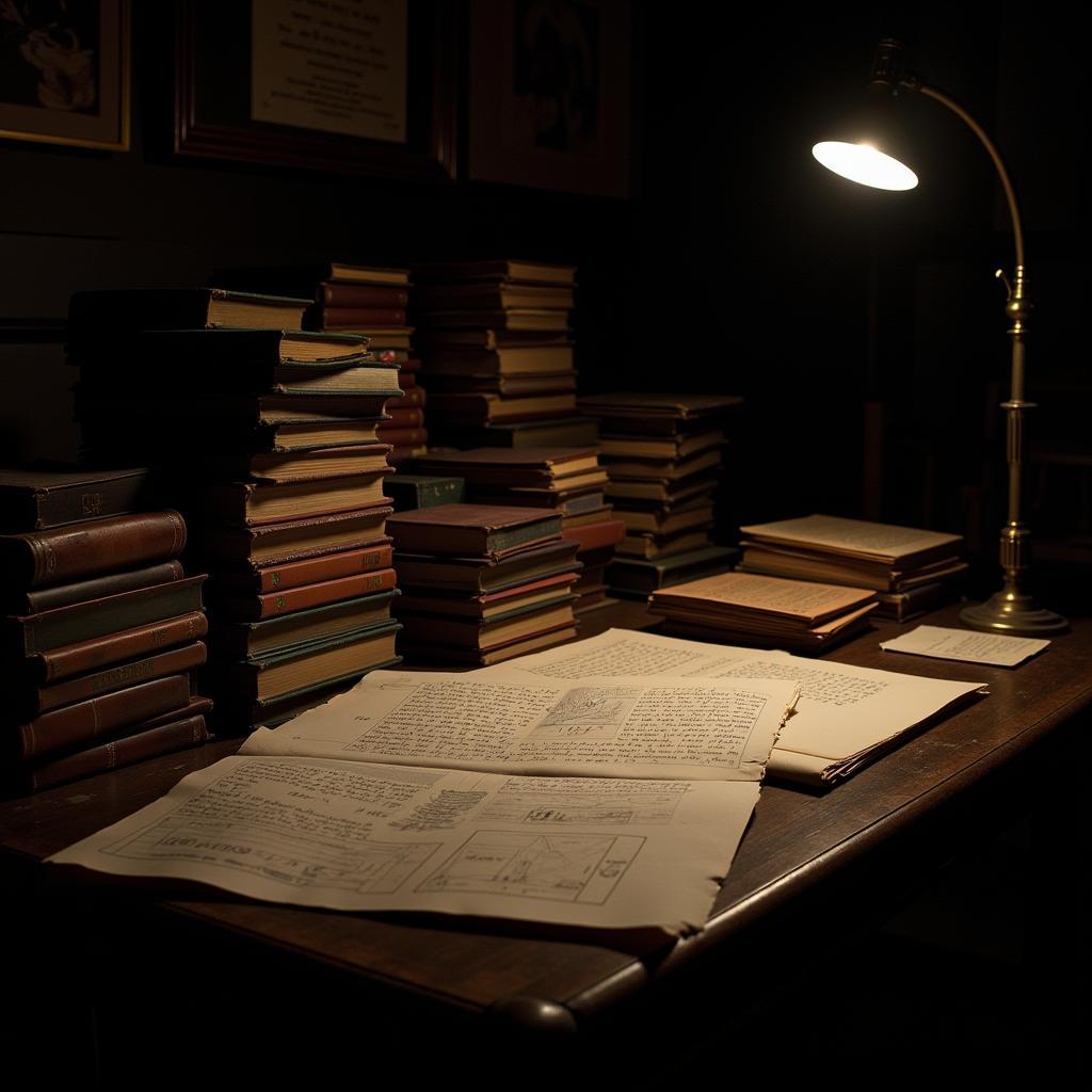 Old Research Documents Scattered on a Desk