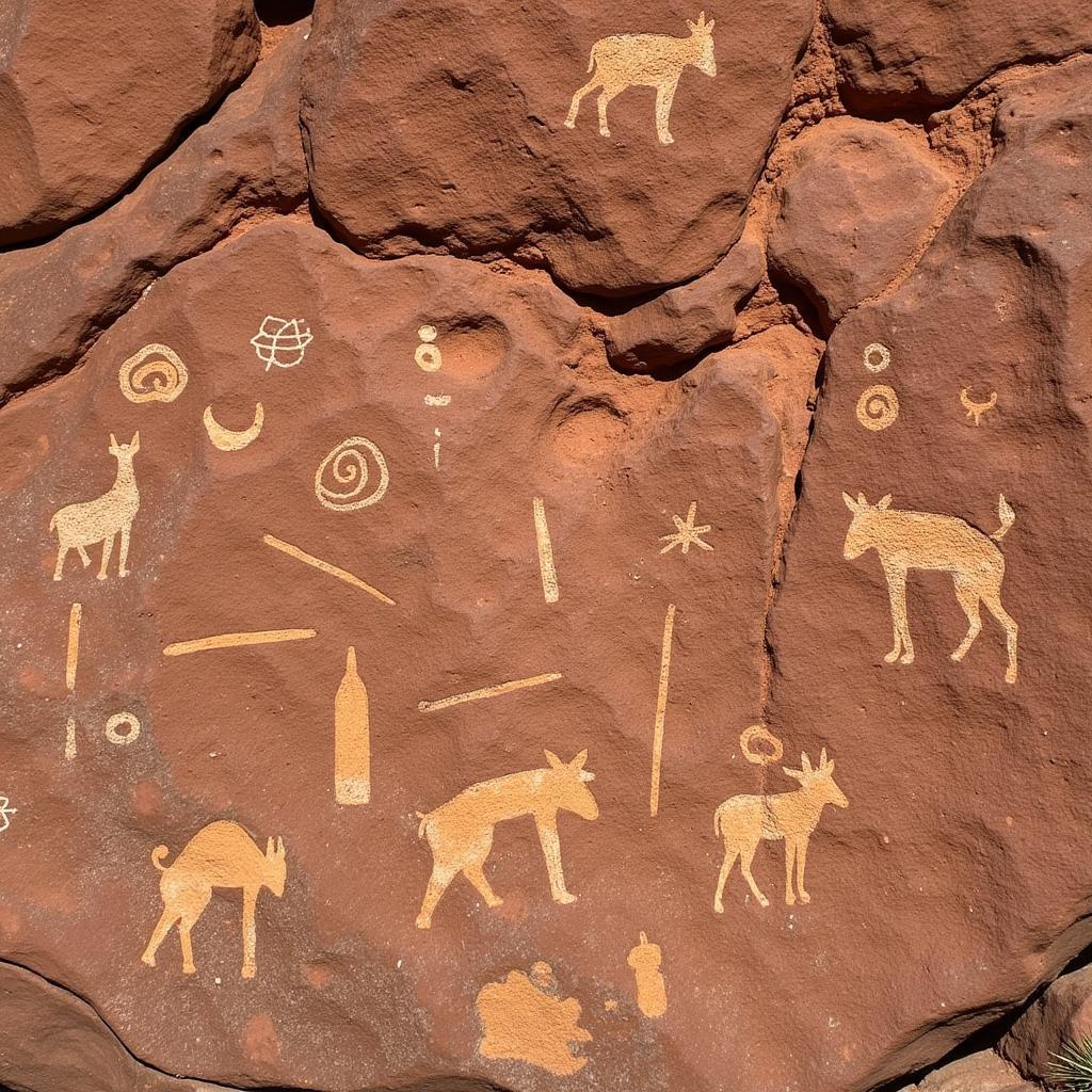 Ancient petroglyphs carved into Nevada rock formations