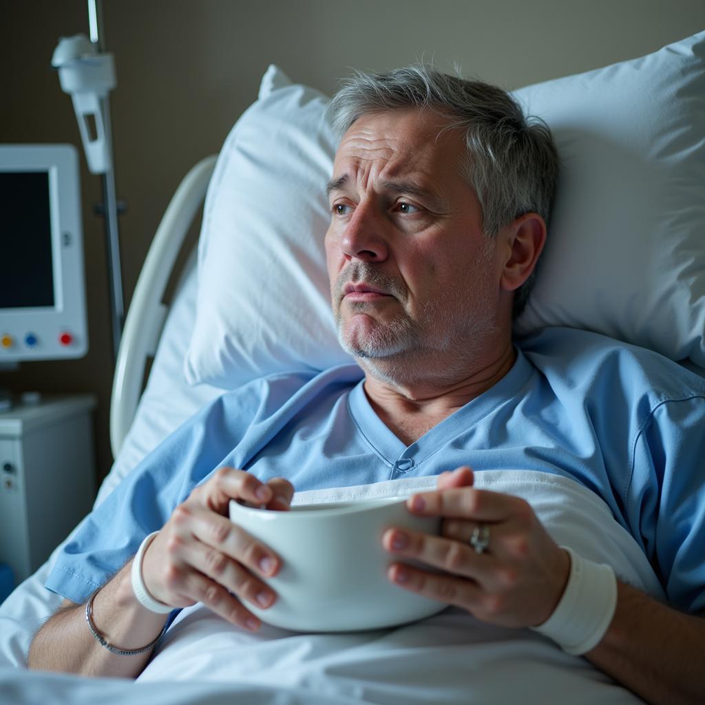 Patient experiencing nausea after surgery