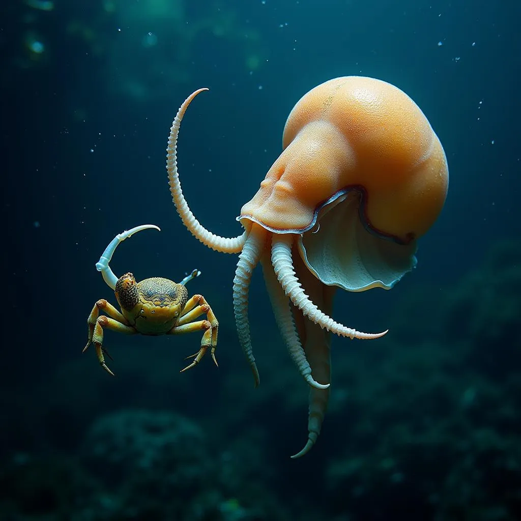 Nautilus capturing prey