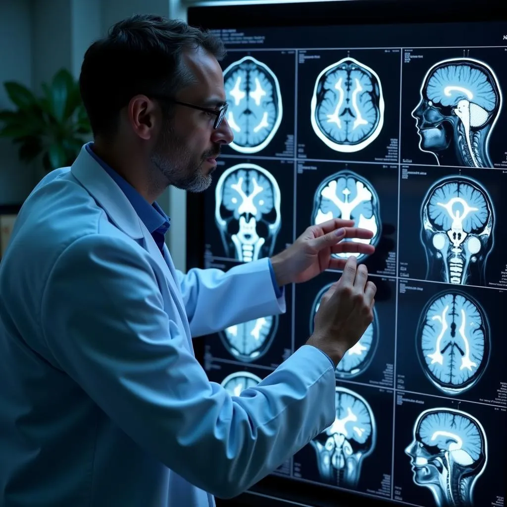 Neurologist Examining a Brain Scan