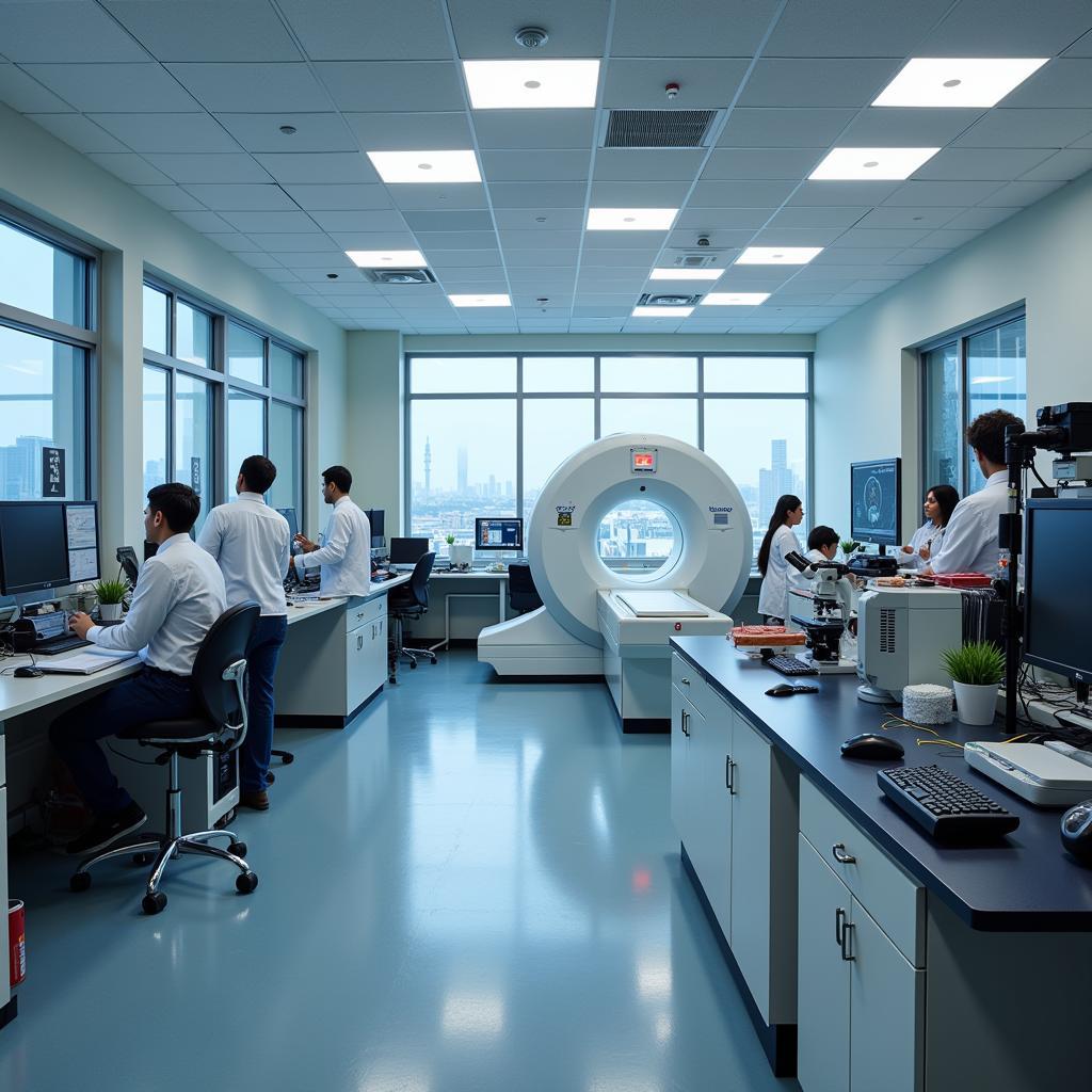 Advanced equipment in a neuroscience research lab