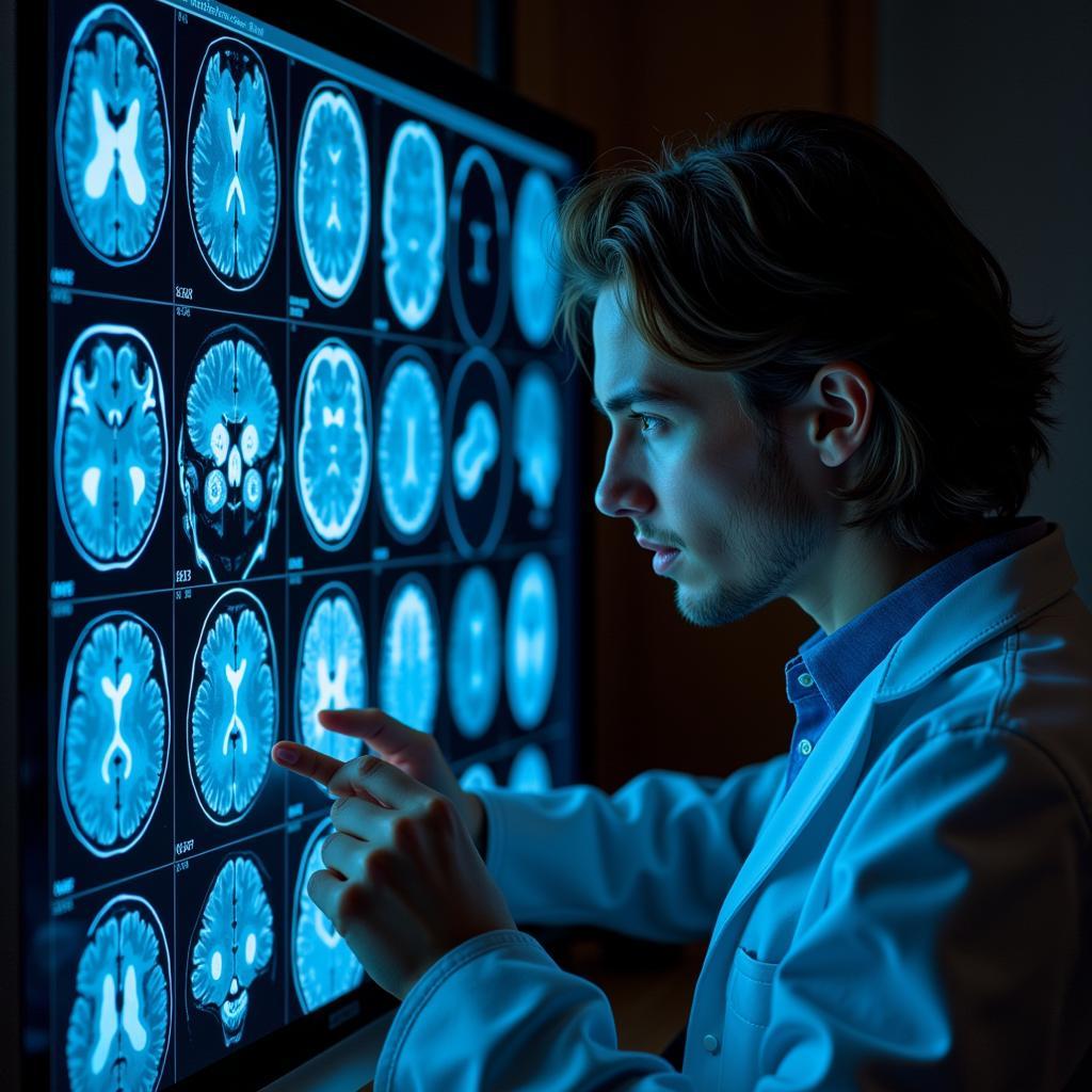 Neuroscientist Studying Brain Scans