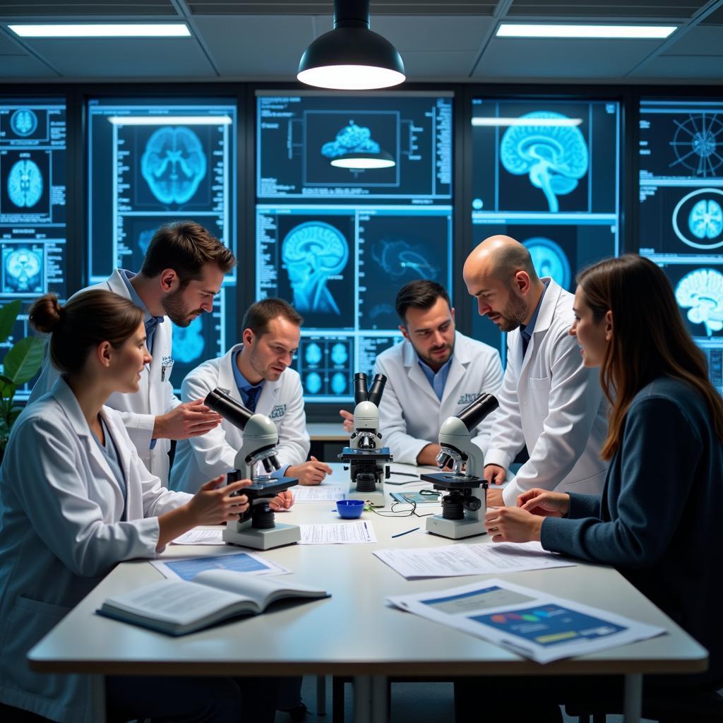 Neuroscientists Collaborating in a Lab