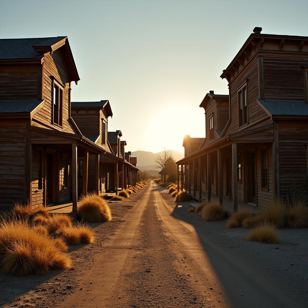 Deserted buildings in a Nevada ghost town