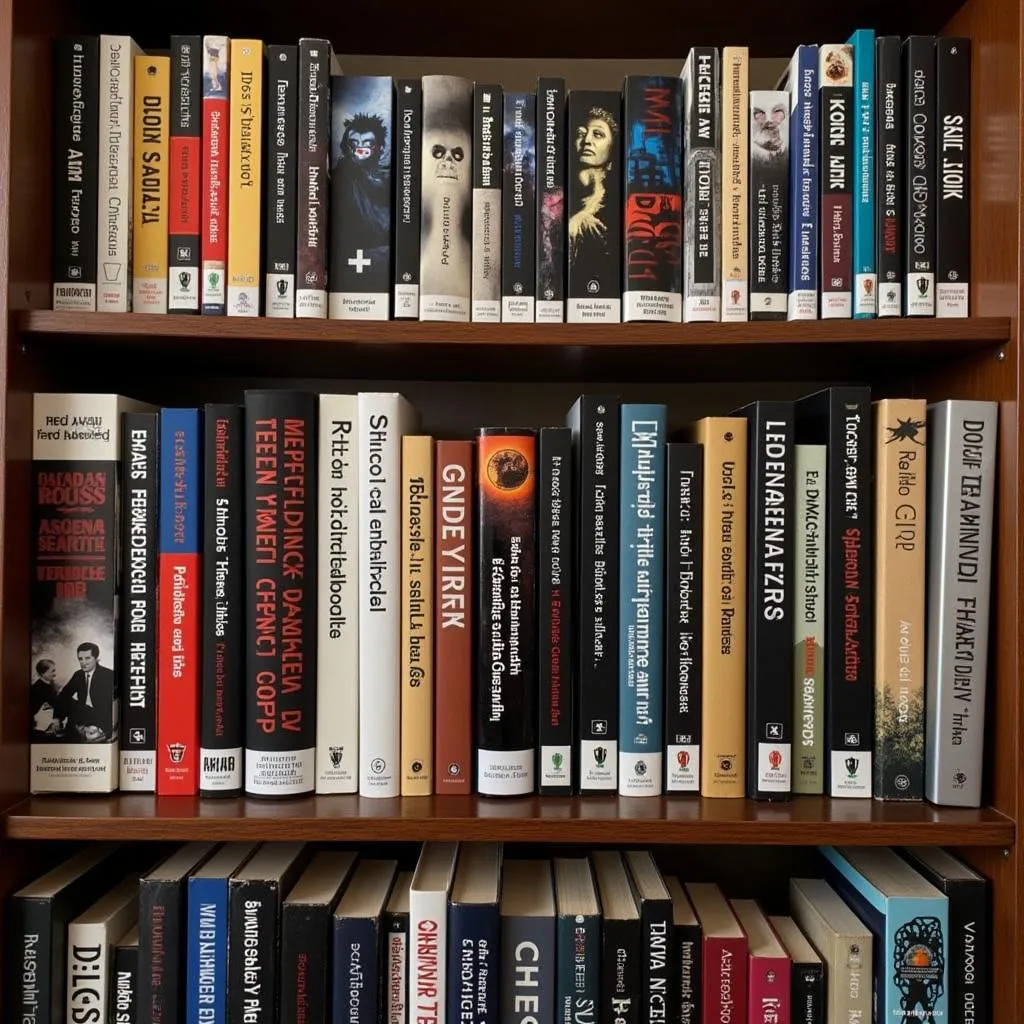 A photo of a bookshelf filled with books about the paranormal