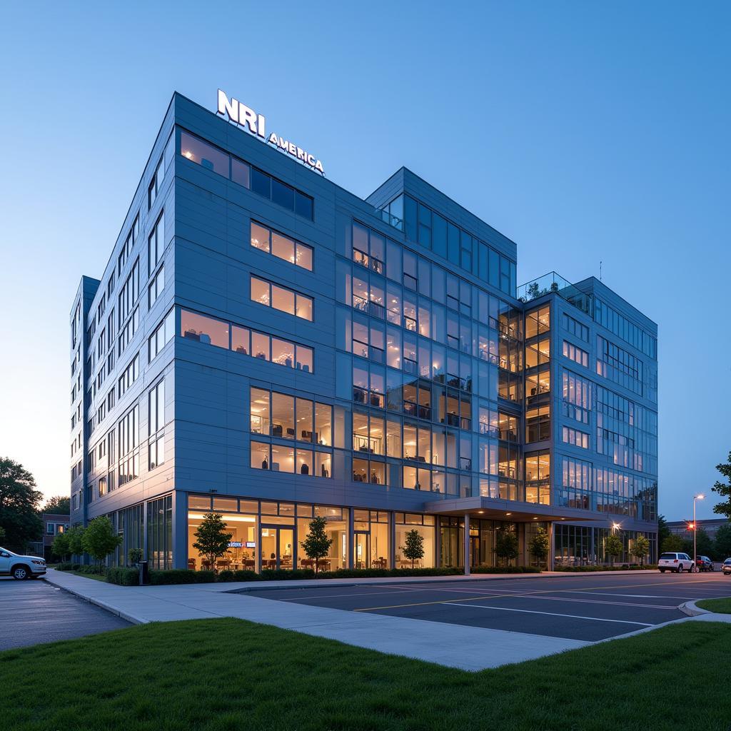 Modern office building representing NRI America headquarters