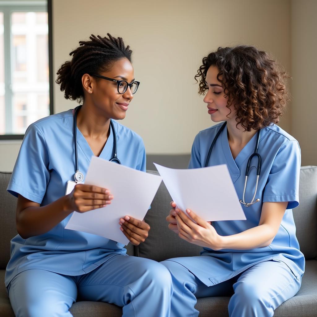 Nurse researchers collaborating on a project