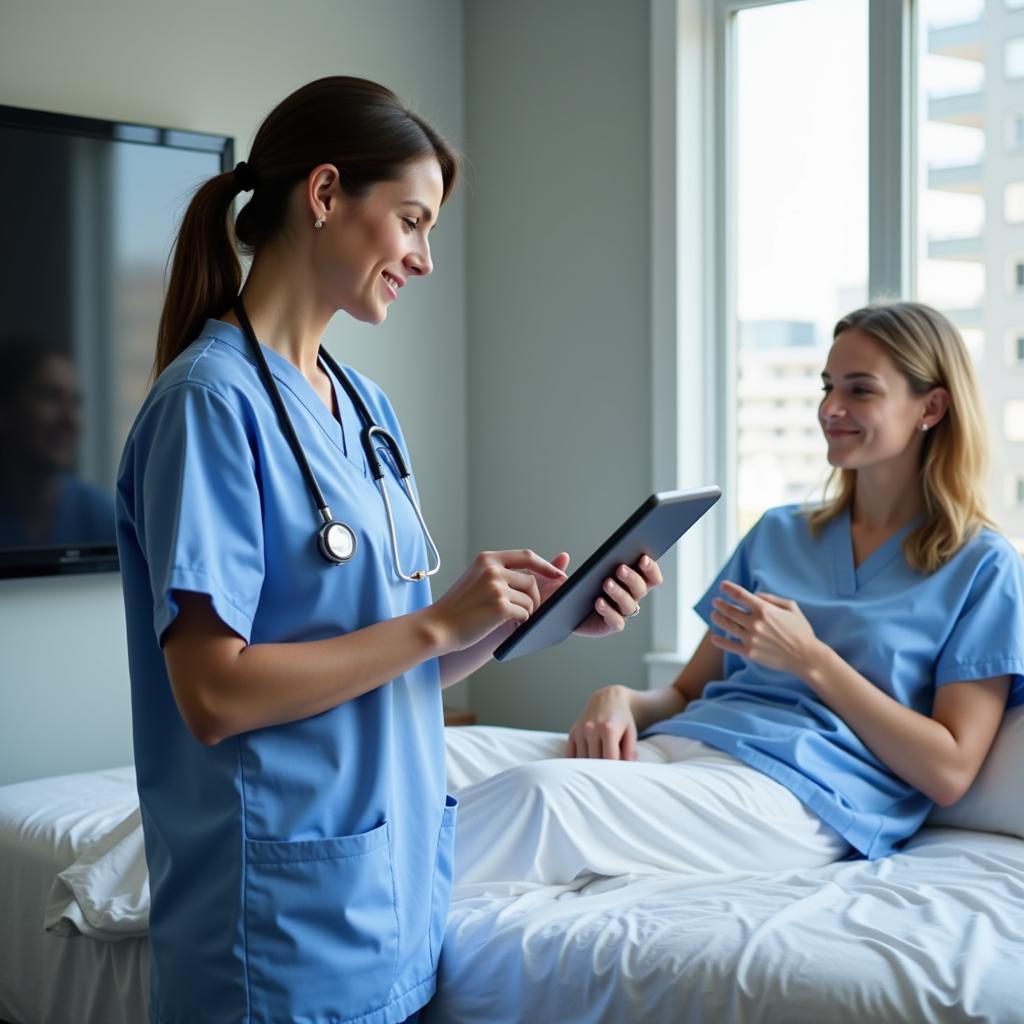 Nurse Using Tablet for Evidence-Based Practice