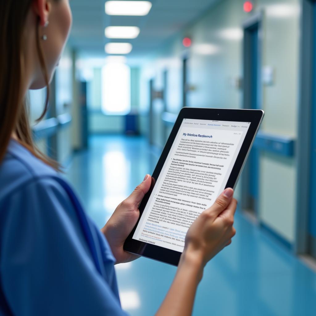 Nurse Using Digital Tablet for Research