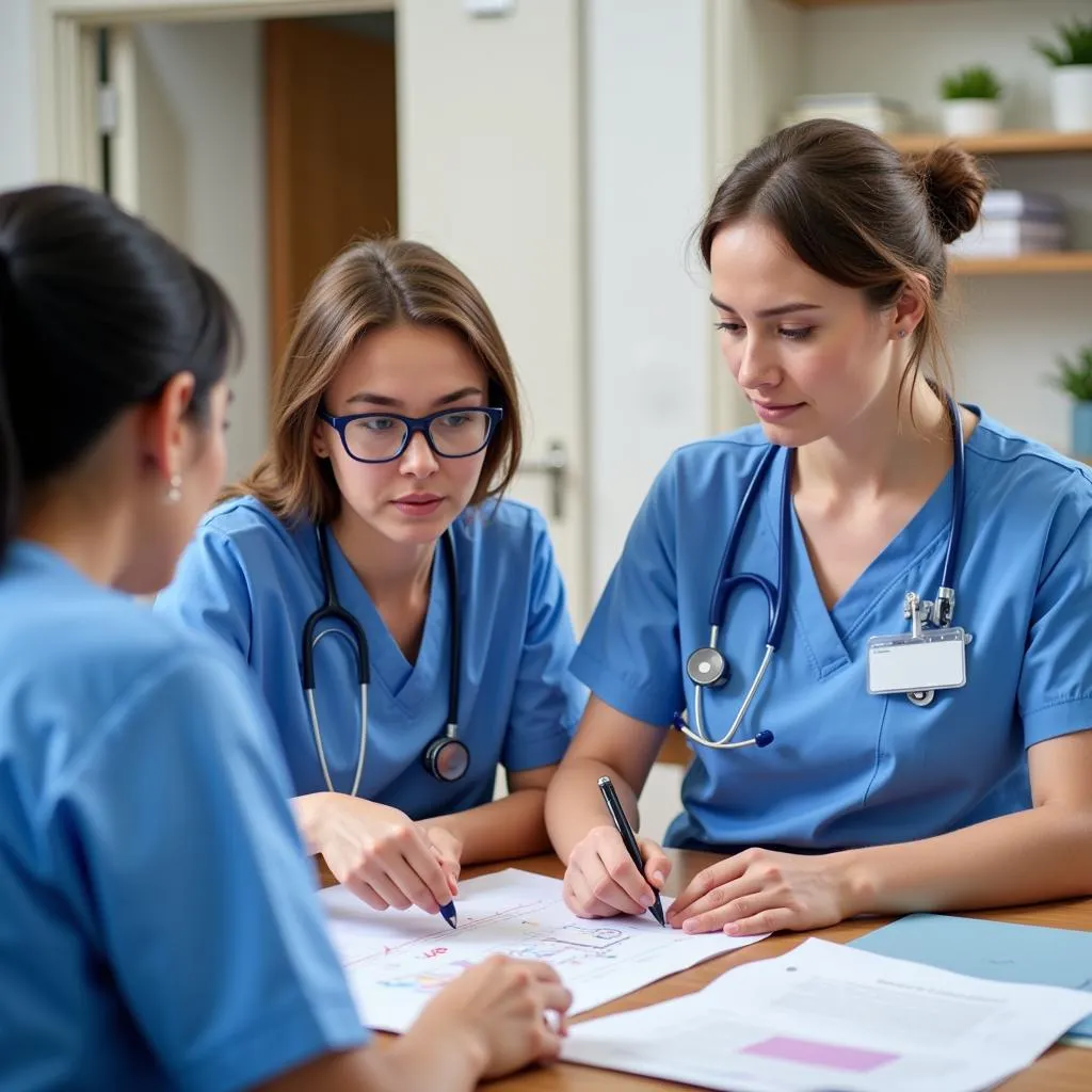 Nurses collaborating on a research project