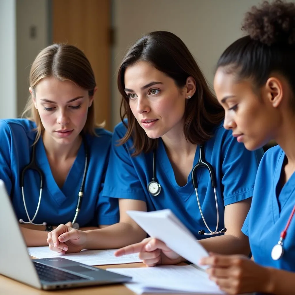 Nursing Students Collaborating on Research