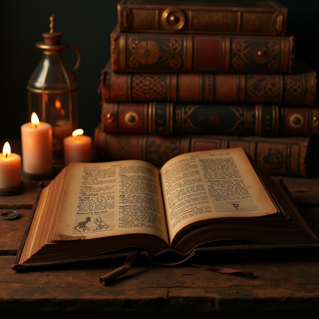 Ancient Books and Glowing Candles