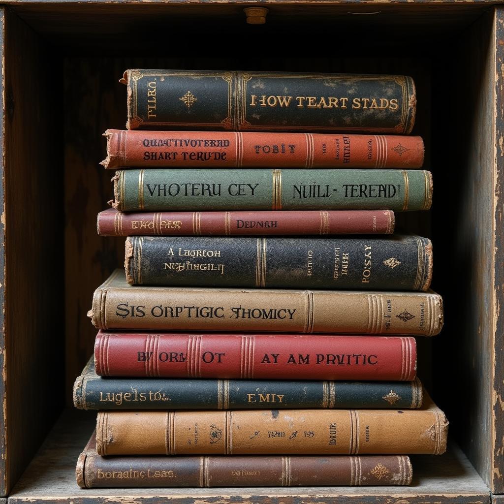 Stacks of old books related to paranormal phenomena