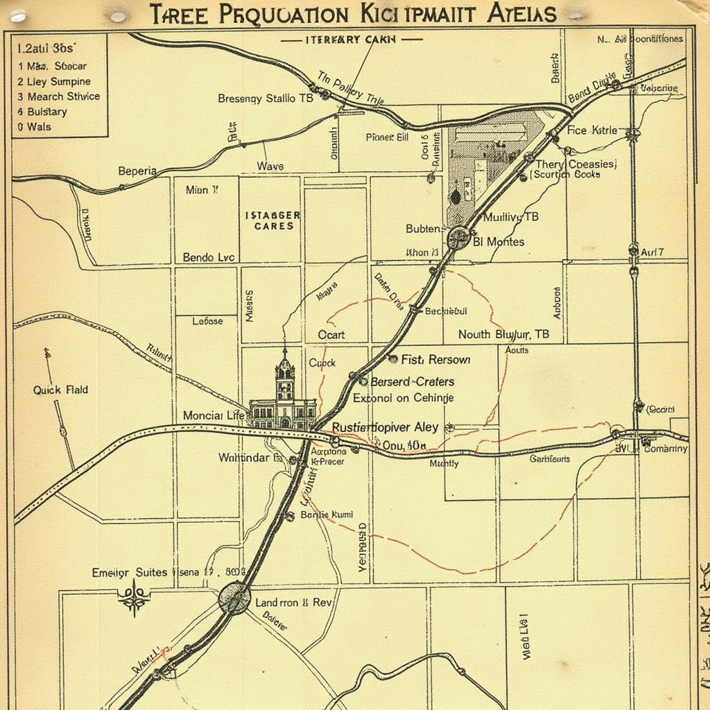 An old map of the Research Triangle area showing historical landmarks and cemeteries