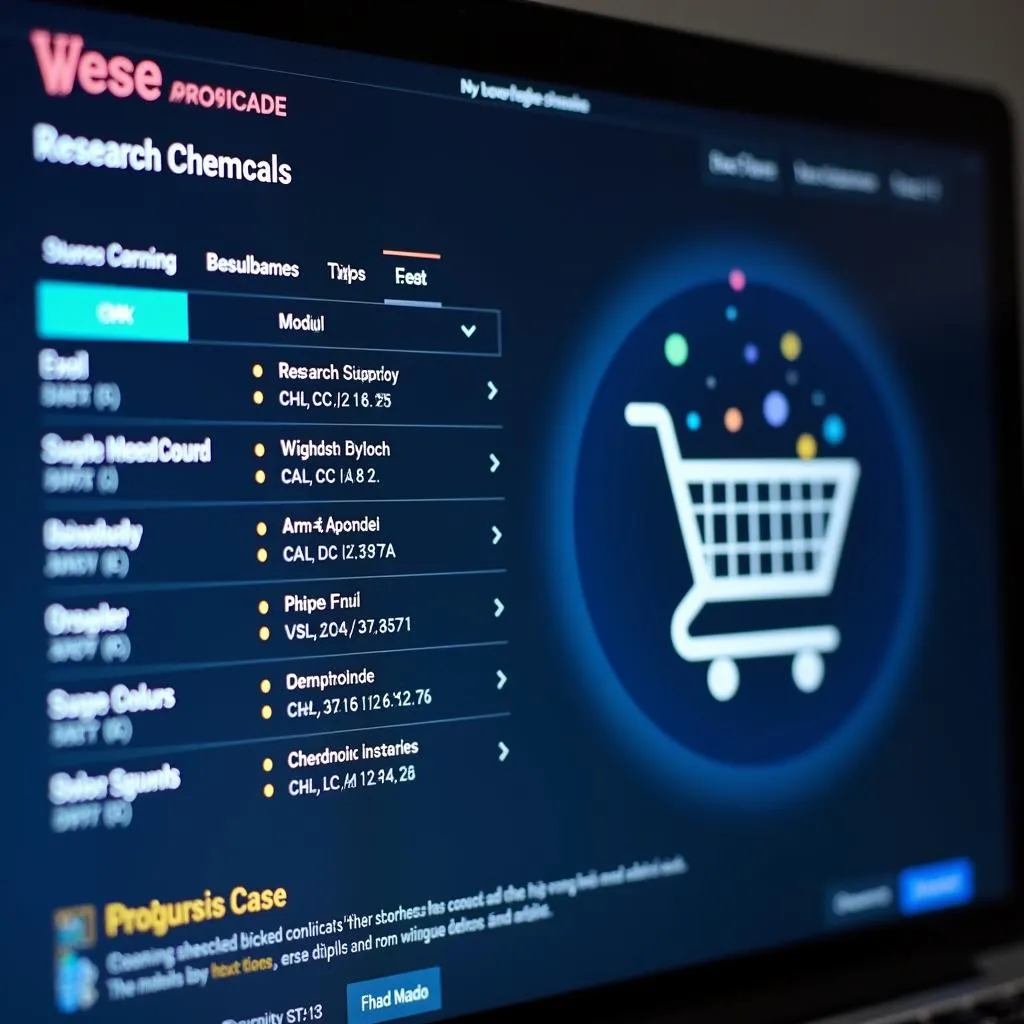 Online shopping cart with research chemicals