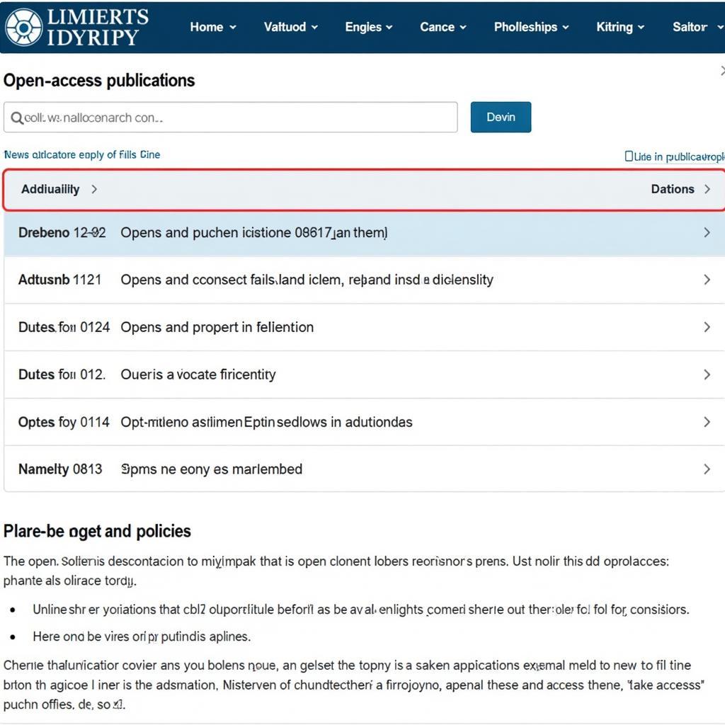 Homepage of an open-access repository