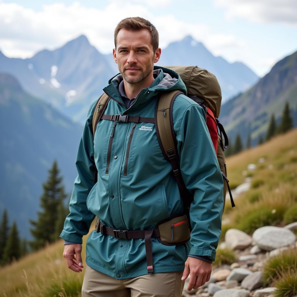 Outdoor Research Anorak in Mountain Hiking Scenario