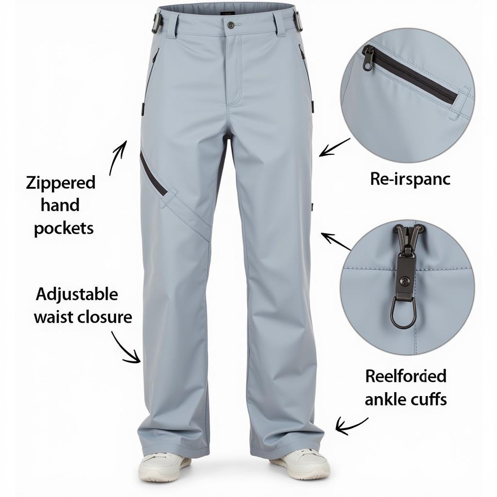 Close-up of Outdoor Research Apollo rain pants features