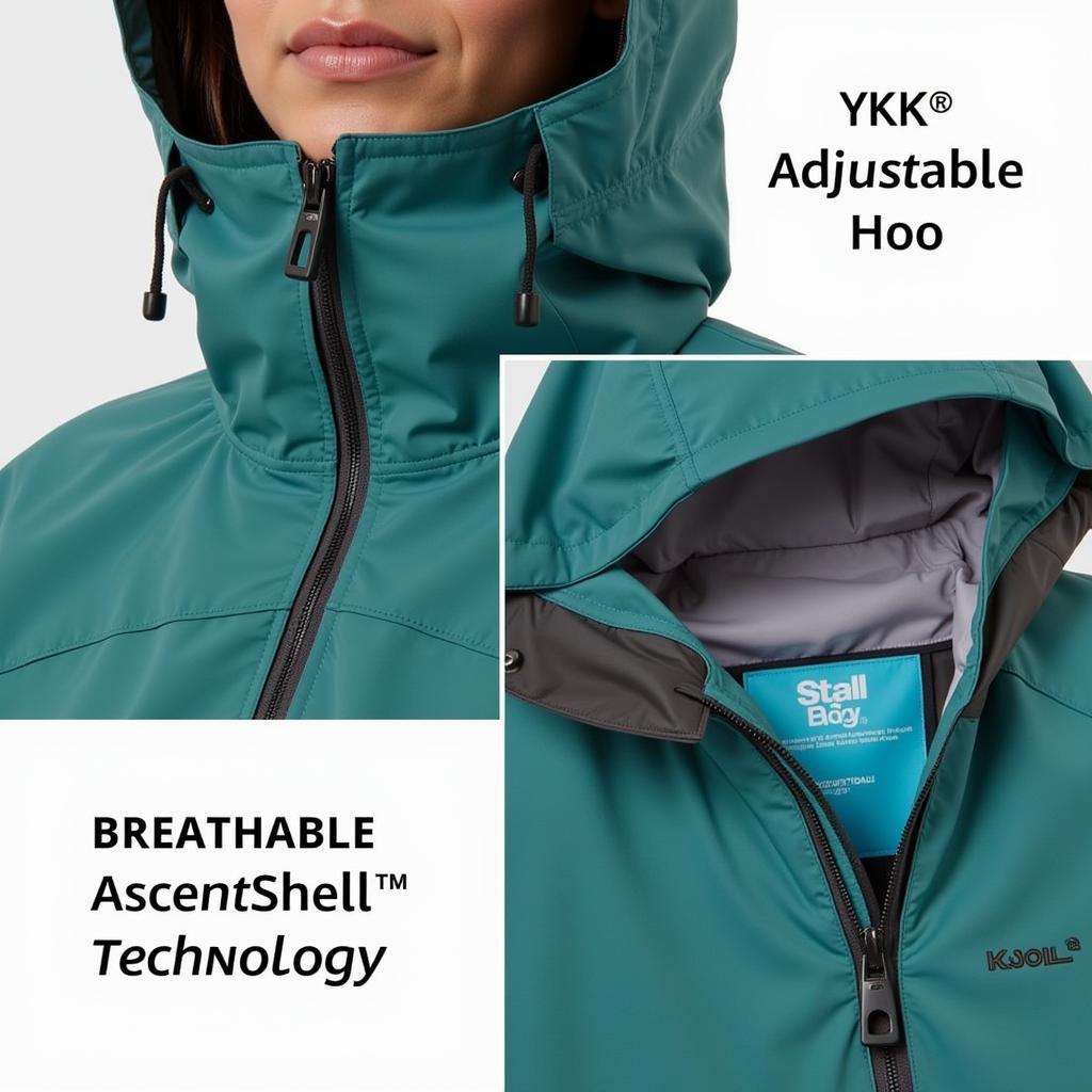 Close-up details of the Outdoor Research Aspire Super Stretch Jacket's features