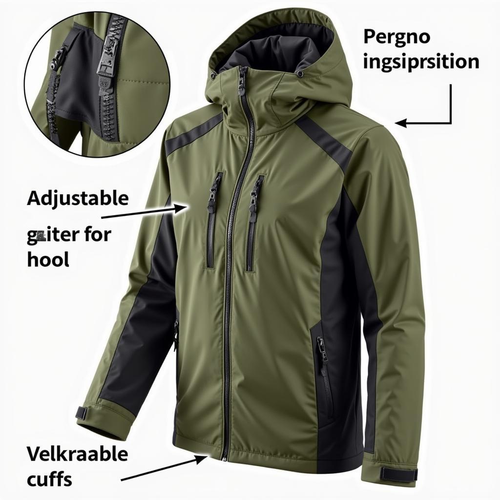 Close-up of Outdoor Research Dryline Rain Jacket features