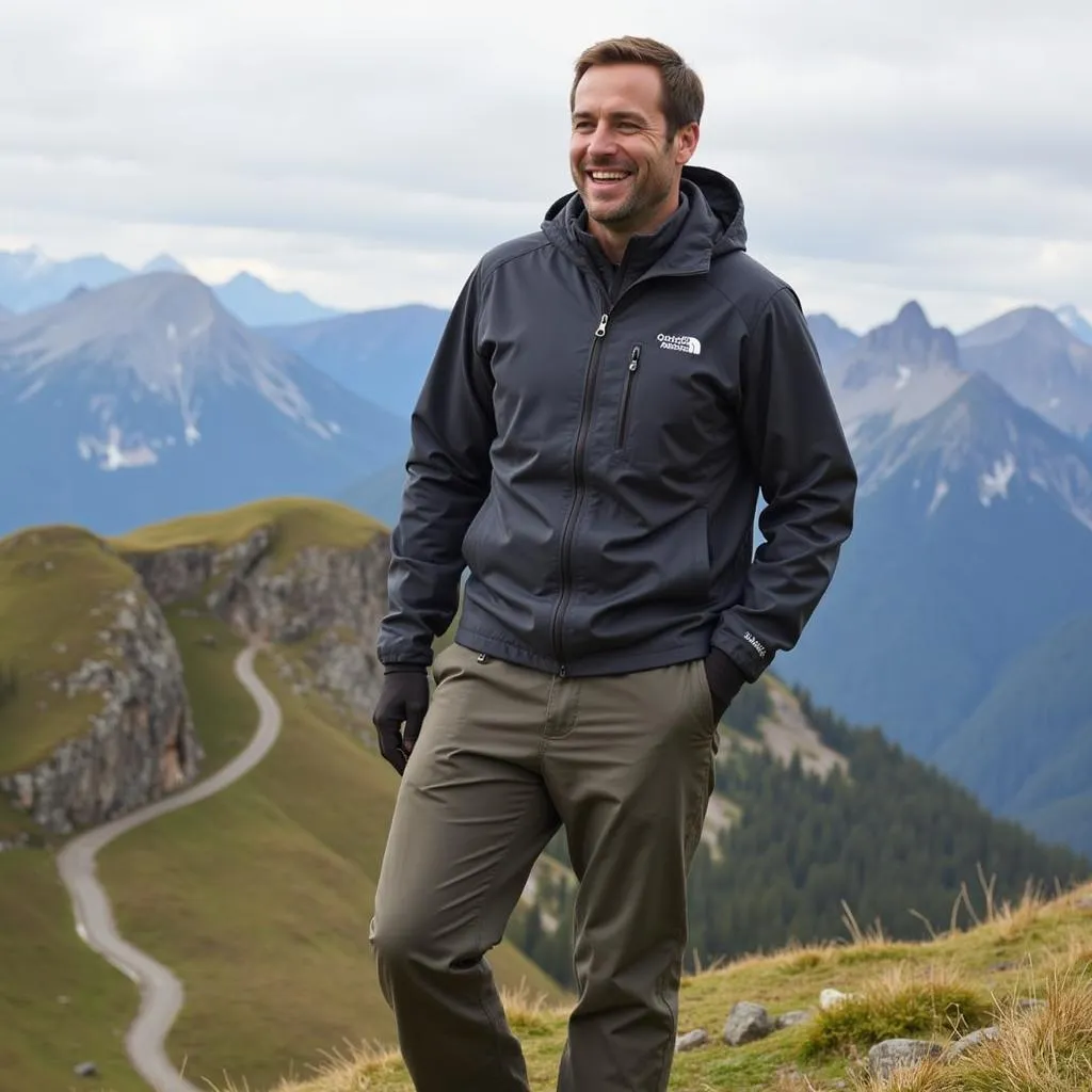 Man Hiking in the Mountains Wearing Outdoor Research Foray Jacket