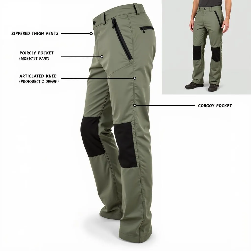 Close up of Outdoor Research Foray Pant features