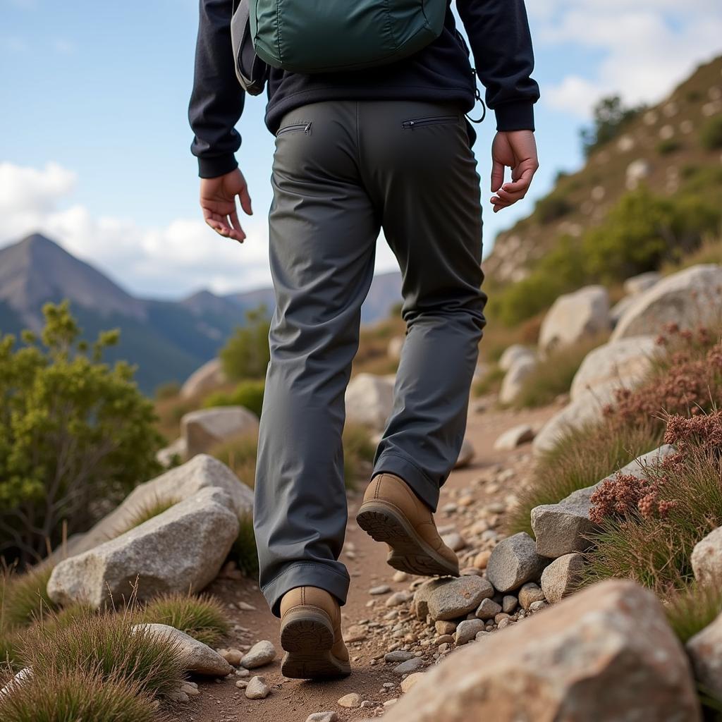 Men's Foray Pants on a hiking trail