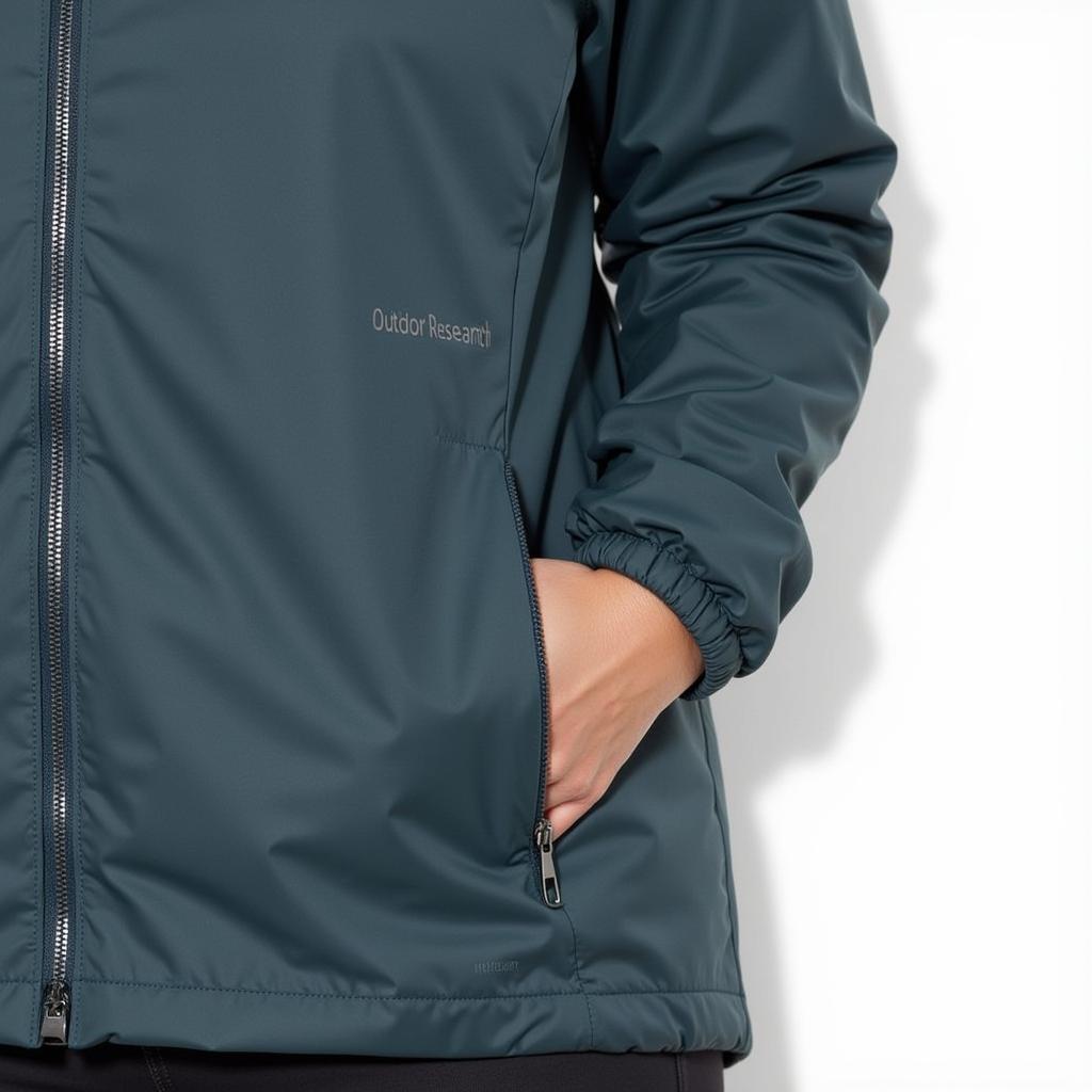 Close-up of Outdoor Research Helium Women's jacket features